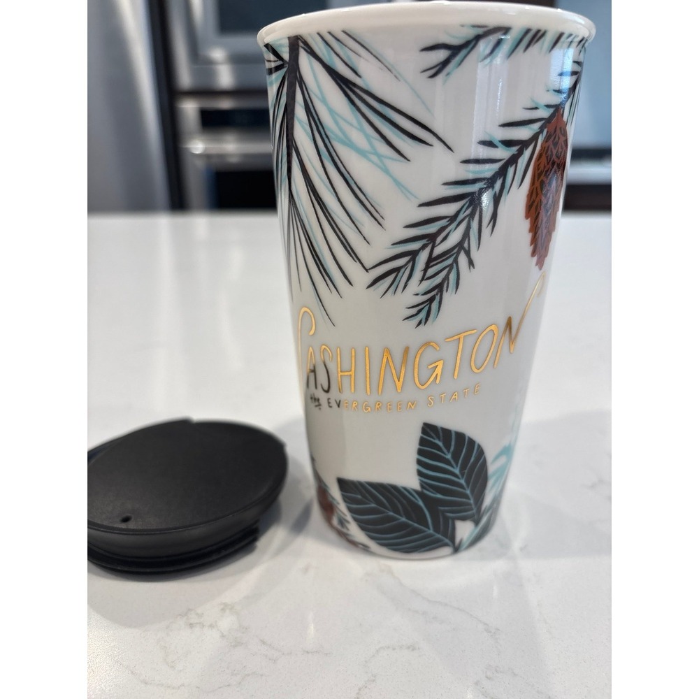 Starbucks Washington Evergreen State Ceramic Travel Tumbler Mug 12oz with Lid